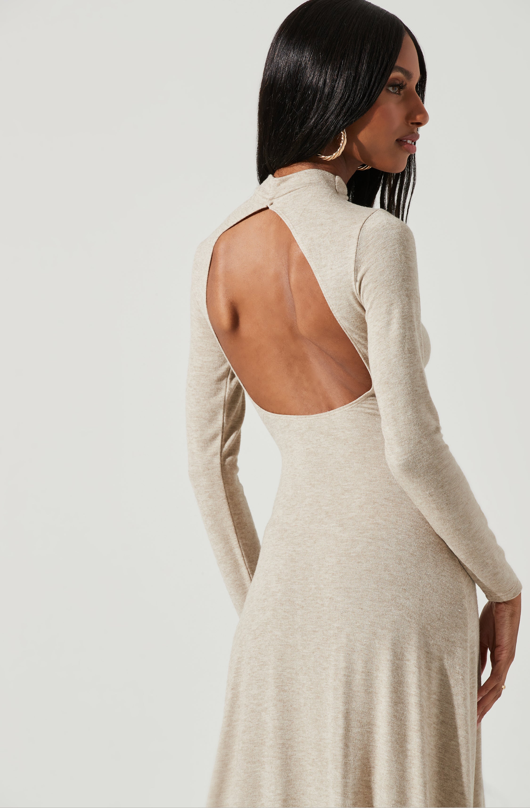 Delancy Open Back Long Sleeve Midi Dress | Shop Now