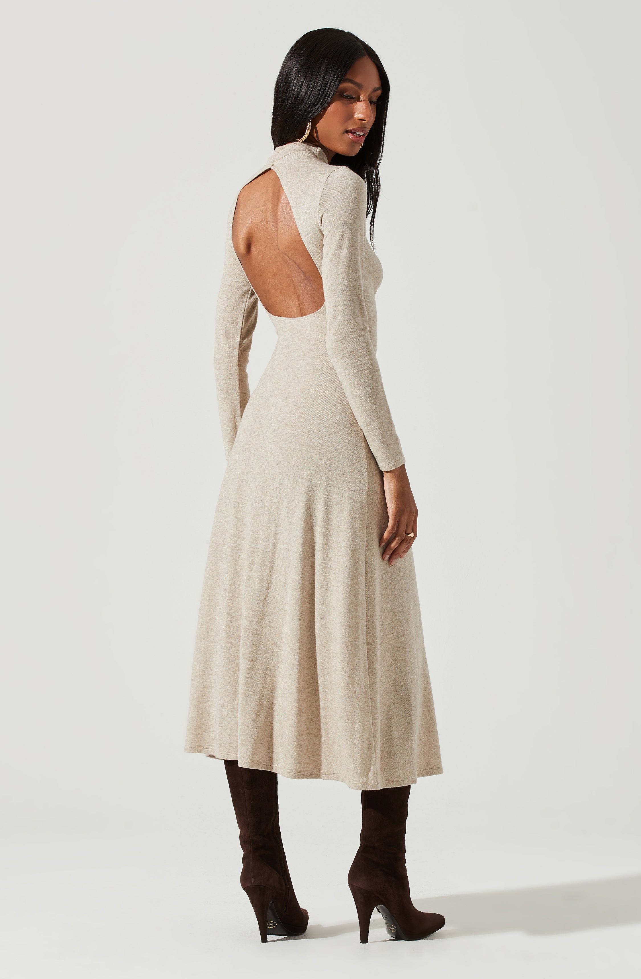 Delancy Open Back Long Sleeve Midi Dress | Shop Now