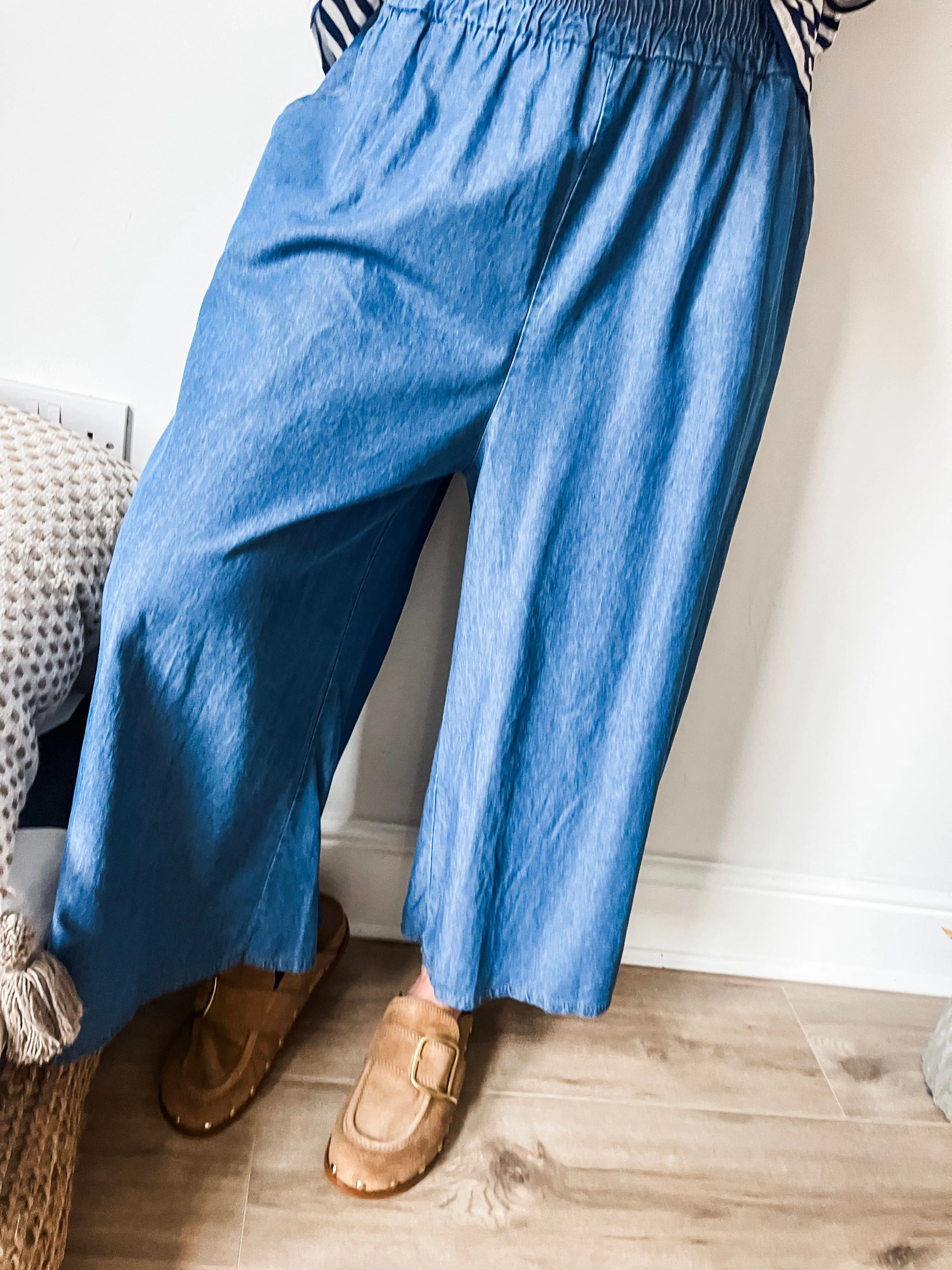 High-Waisted Denim Culottes Jeans