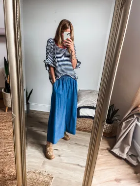 High-Waisted Denim Culottes Jeans