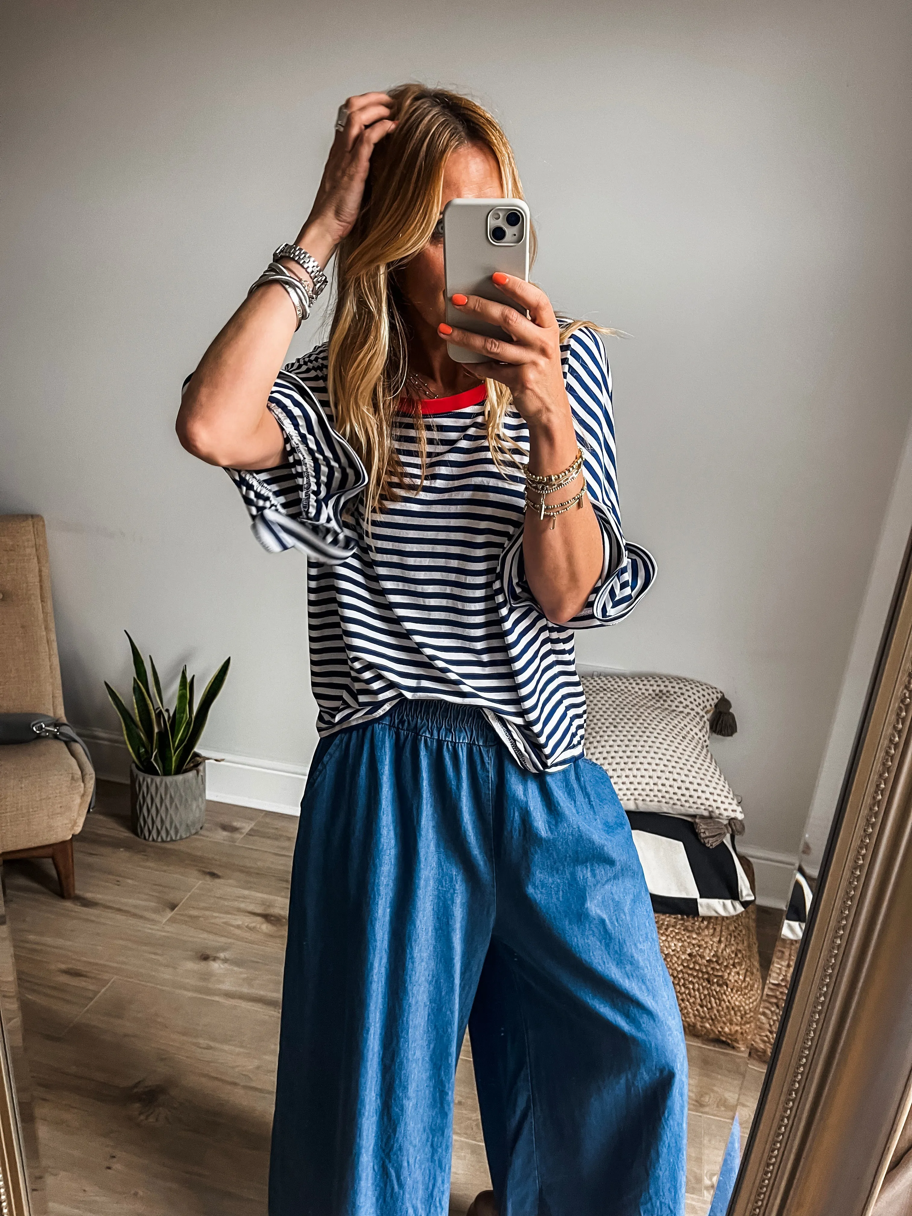 High-Waisted Denim Culottes Jeans