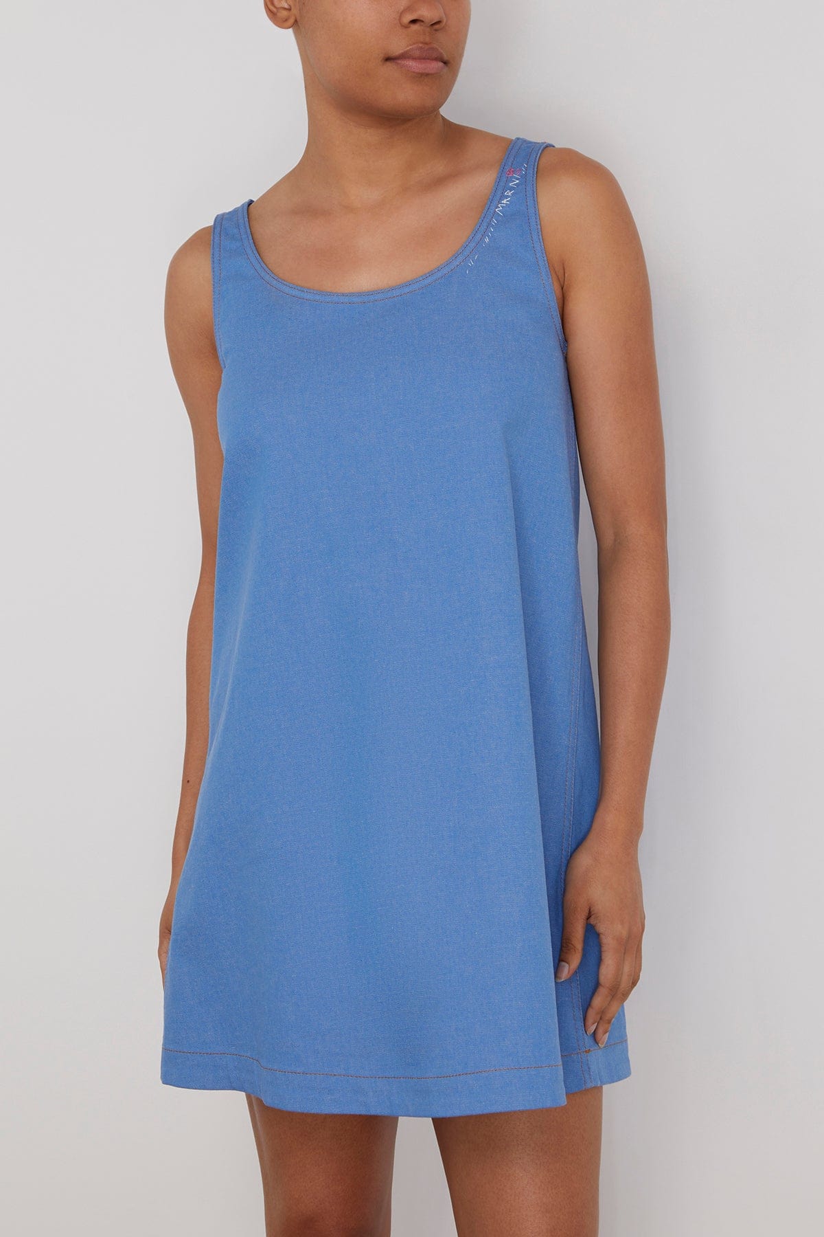 Denim Shift Dress, Sleeveless, Azure