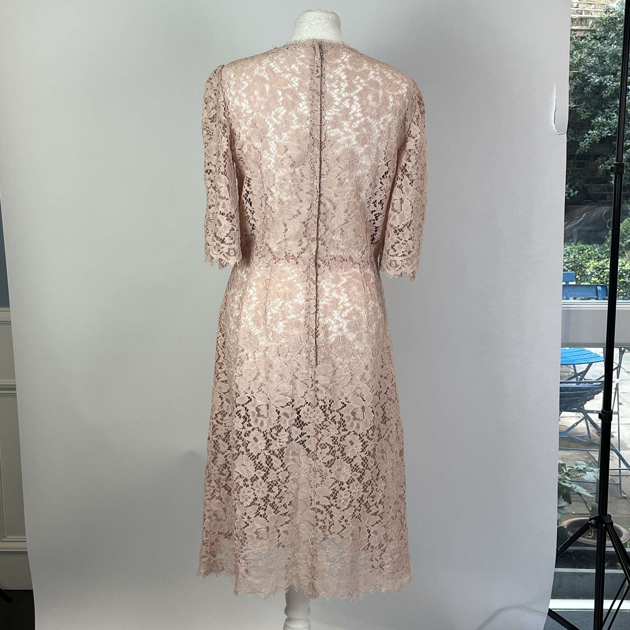 D&G Nude Pink Lace Shift Dress Size Medium