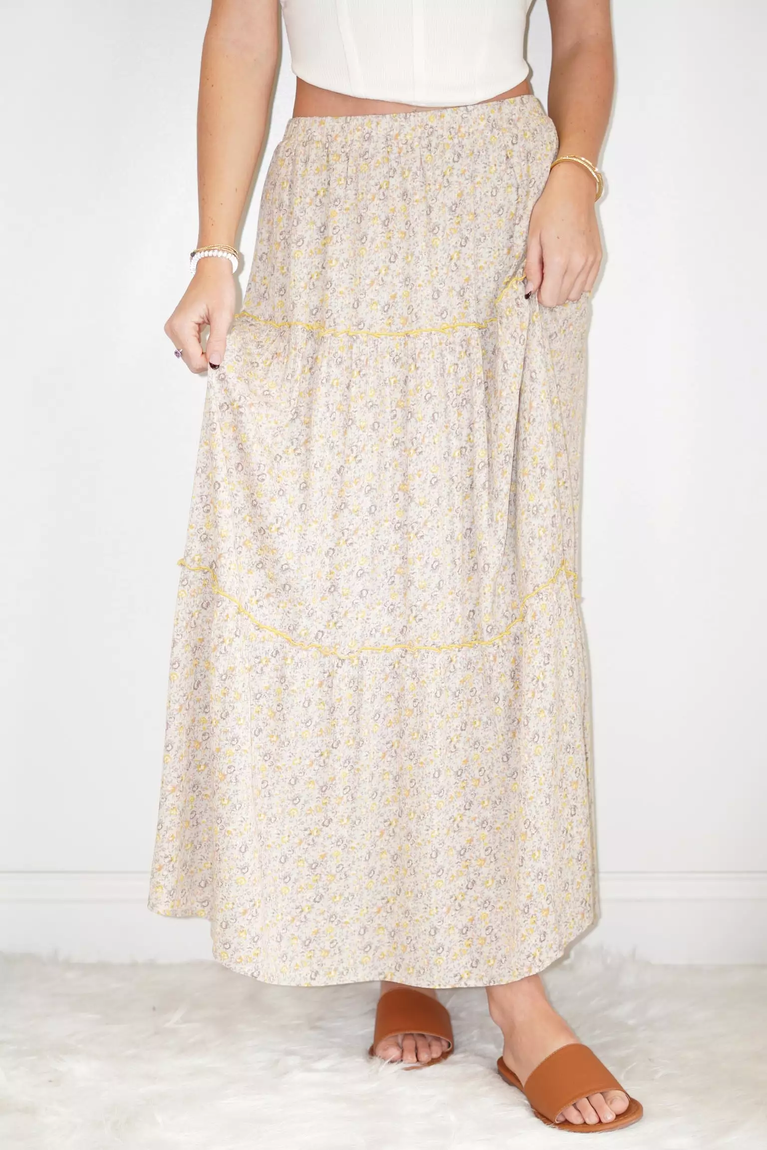 Ditsy Floral Maxi Skirt - Tiered Style by Daniela