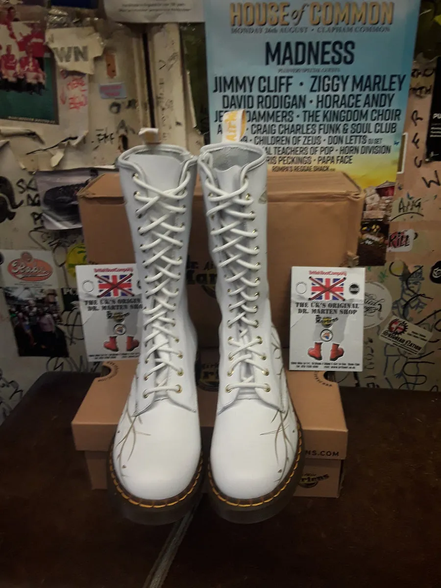 Dr. Martens 1C59 White 14-Hole Zip Boot Size 8