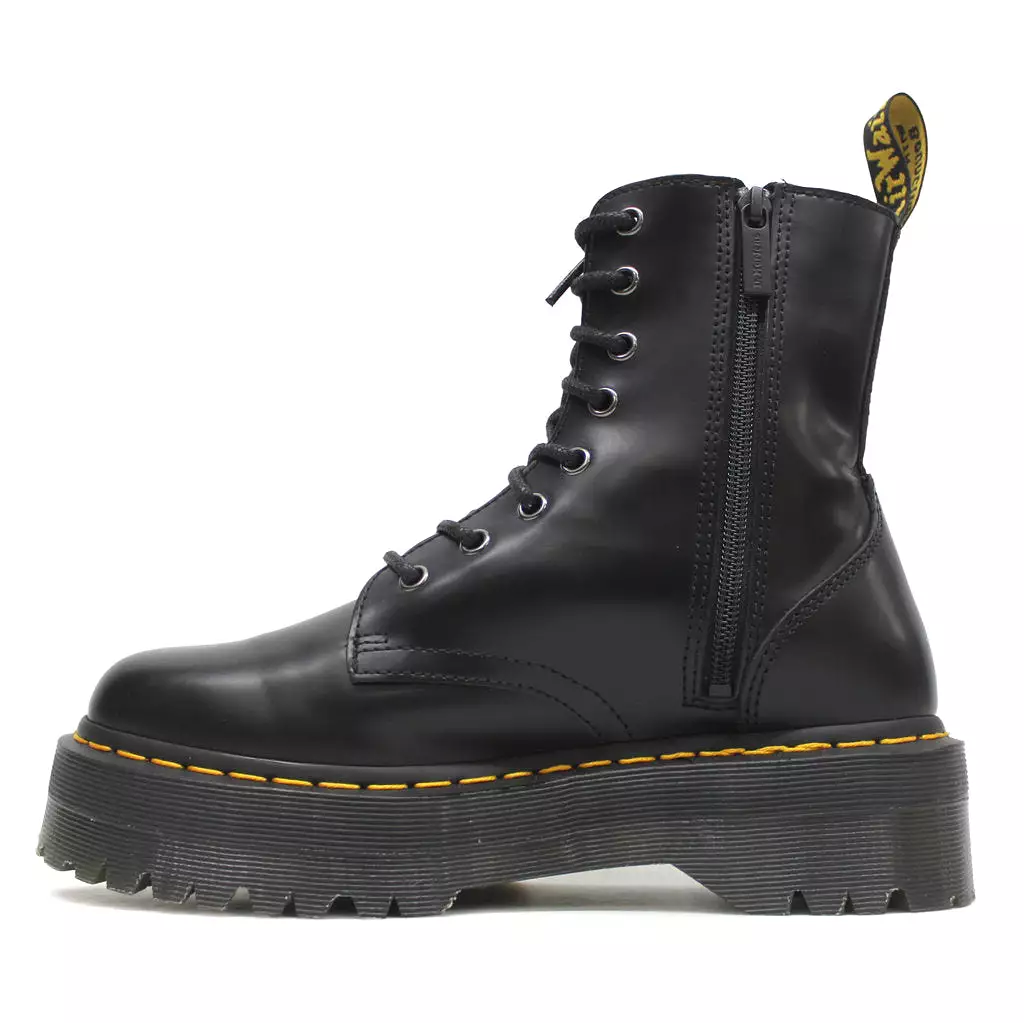 Dr. Martens Jadon Black Smooth Leather Mid-calf 8-eye Boots - UK 5