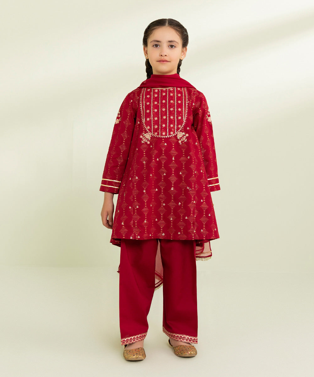 Embroidered Jacquard Suit - 3 Piece