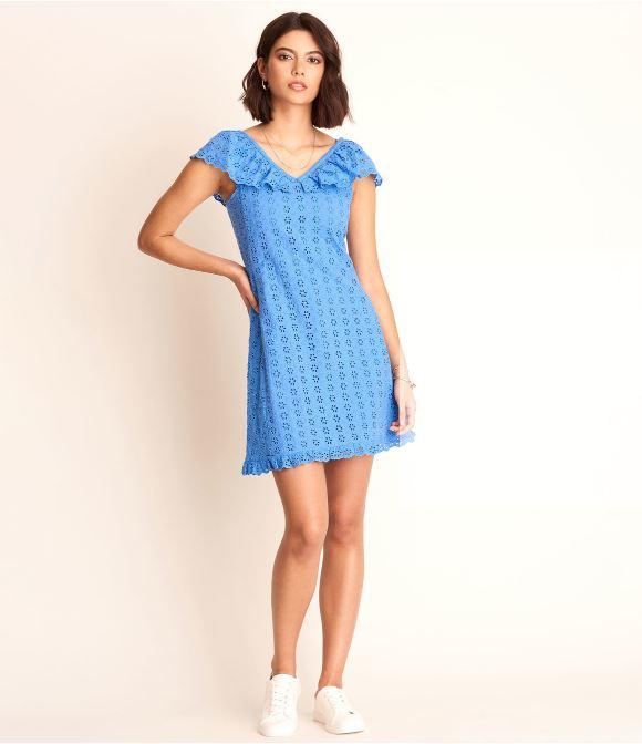 Eyelet shift dress, periwinkle