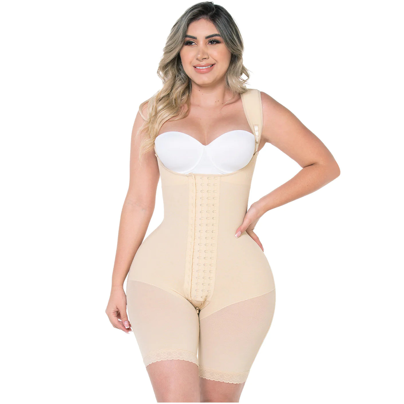 Fajas Colombianas Post Surgery Mid Thigh Shapewear Bodysuit for Hourglass Body Types | Fajas MYD 0489