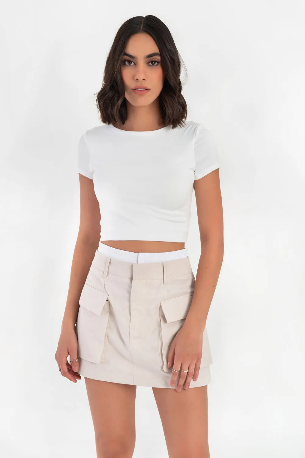 Contrast Boxer Cargo Mini Skirt