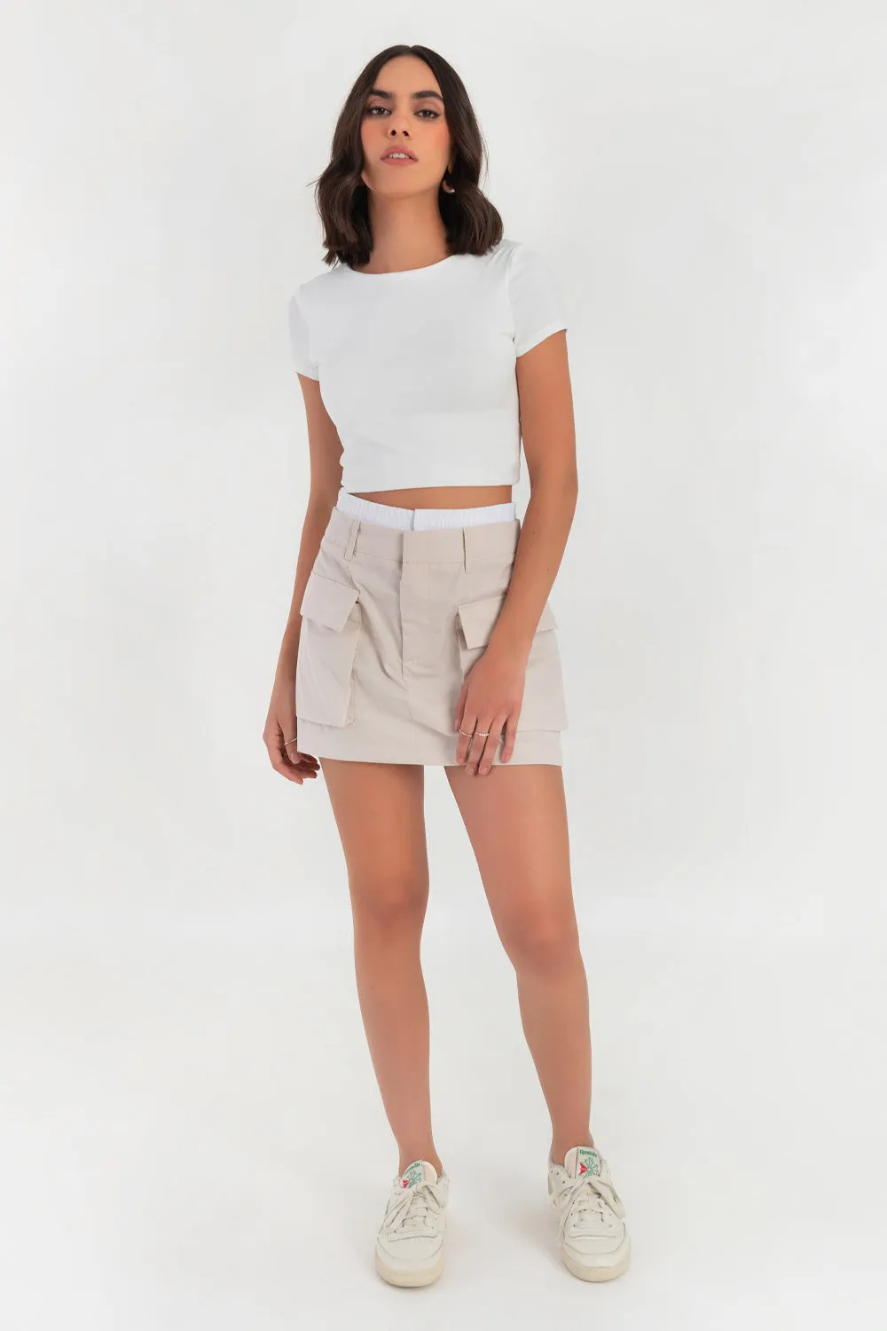 Contrast Boxer Cargo Mini Skirt