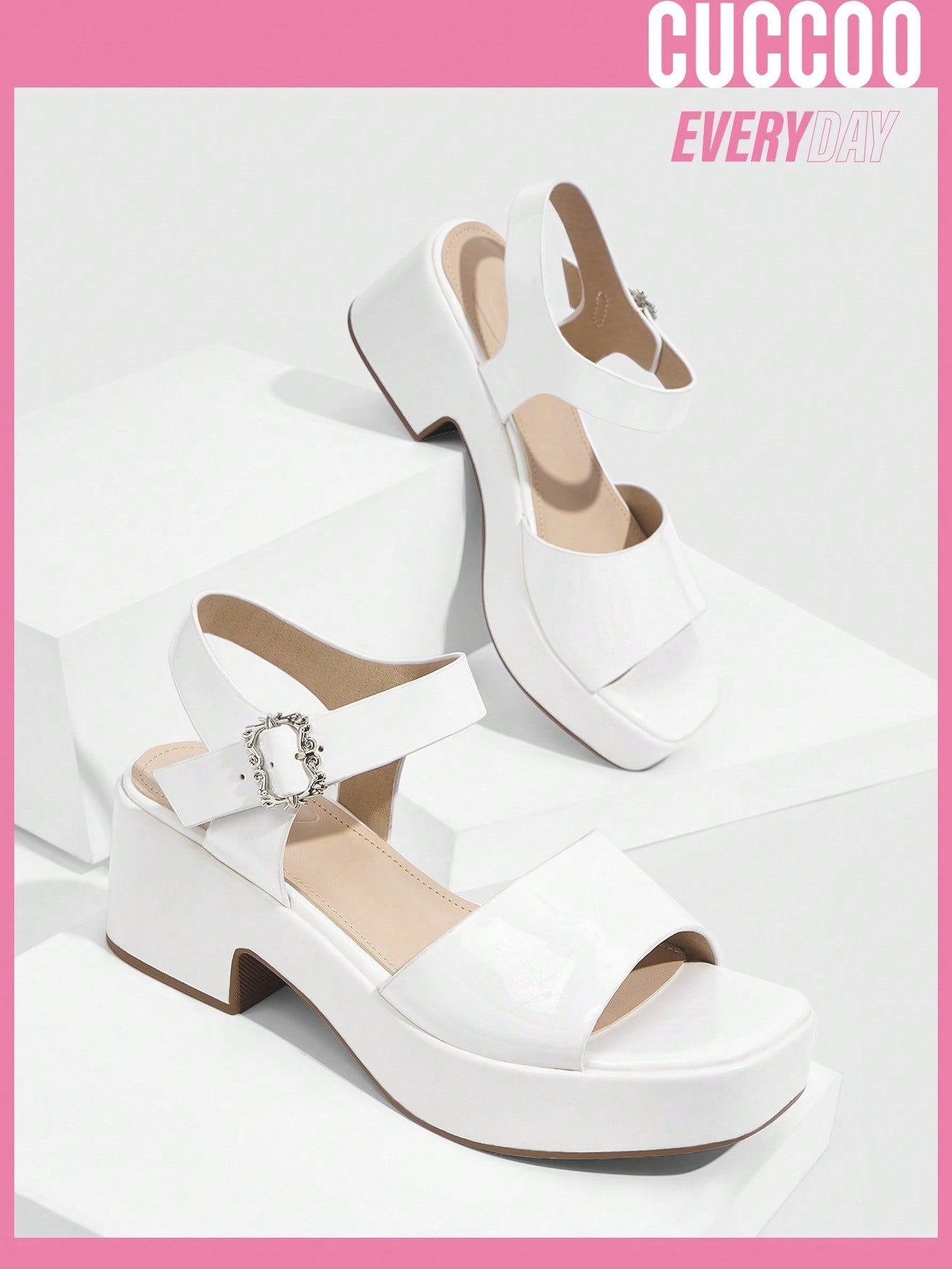 Fashionable Square Toe Slingback Sandals with Rhinestone Buckle, Lightweight for Spring and Summer Commuting.