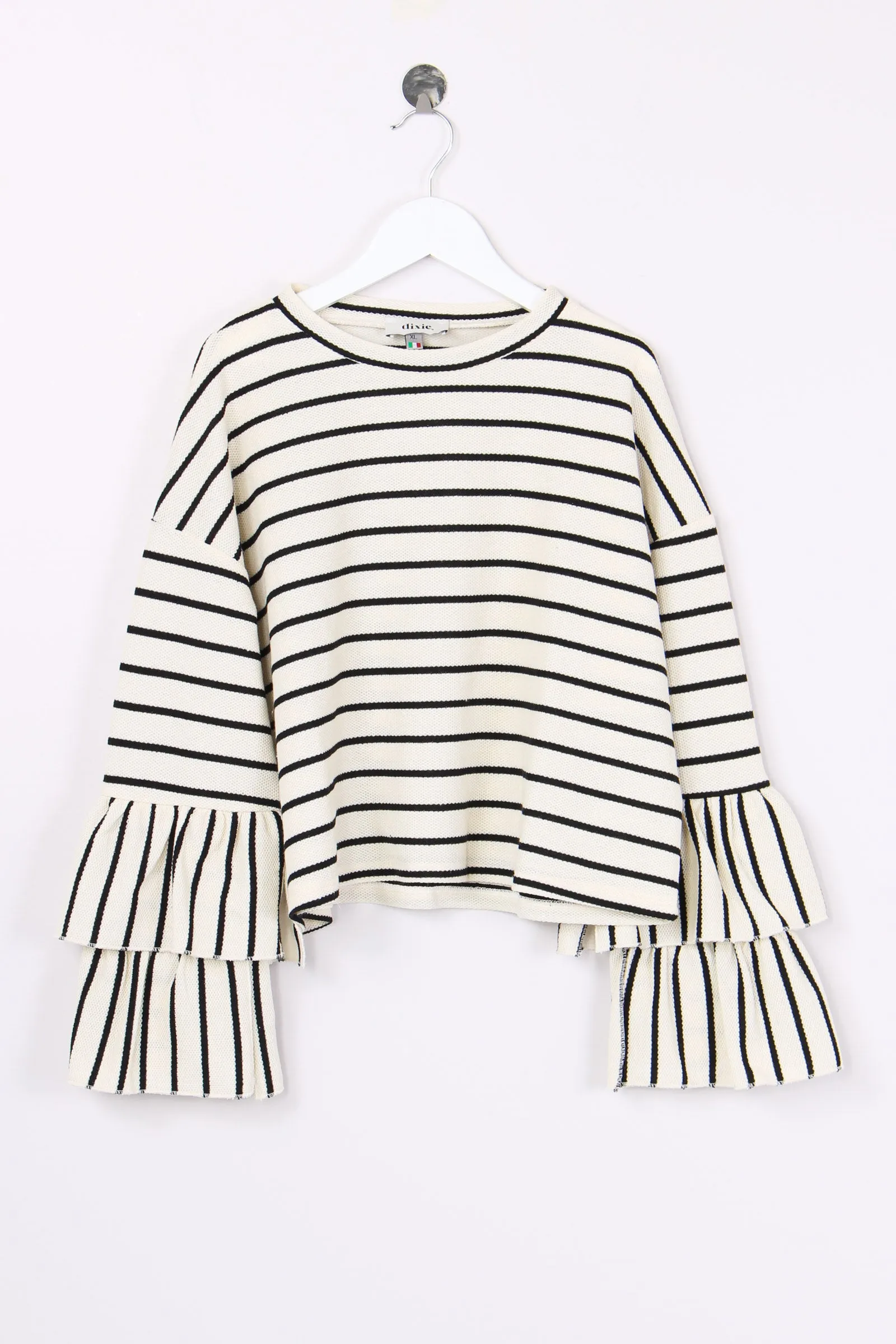 Black Striped Cropped Sweatshirt