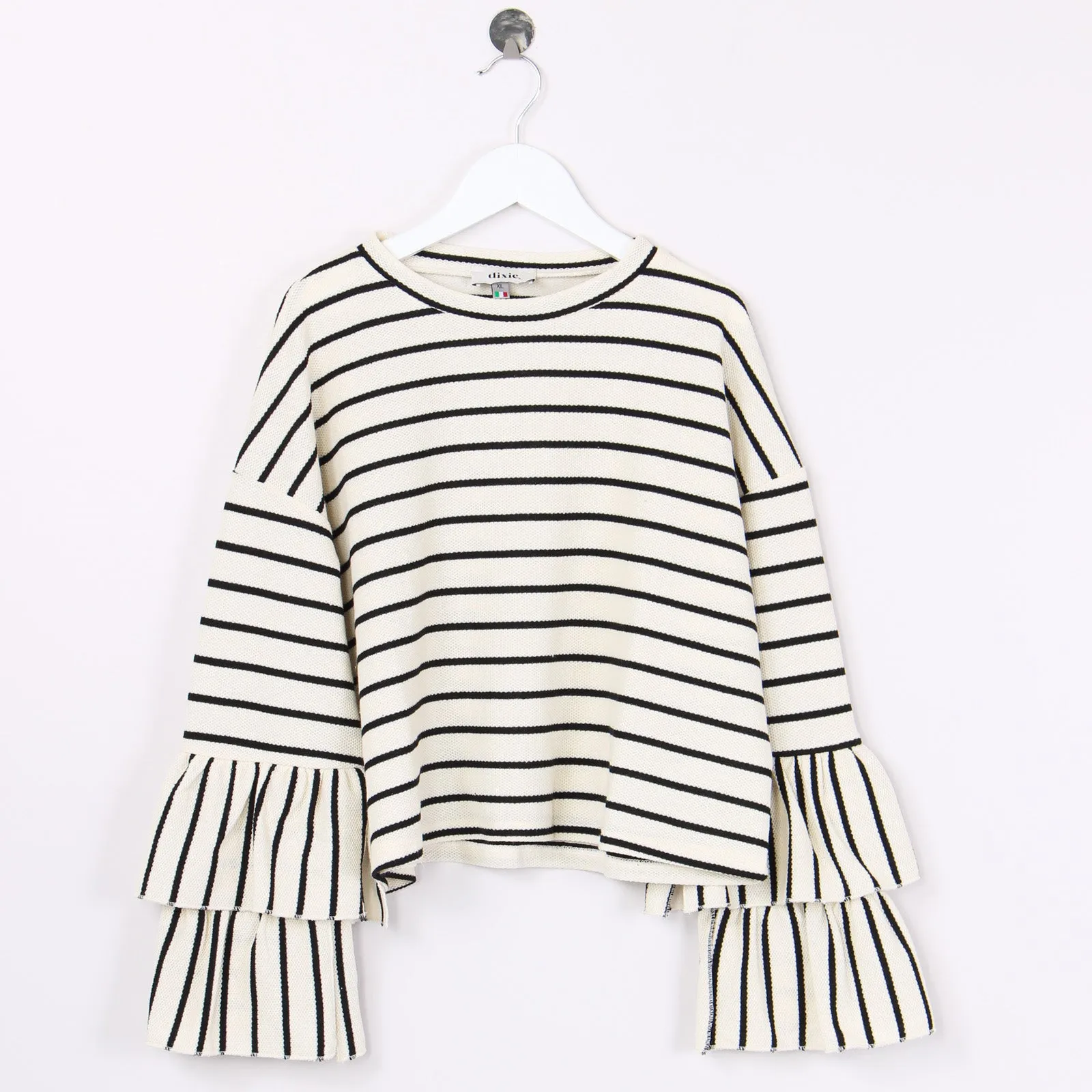 Black Striped Cropped Sweatshirt