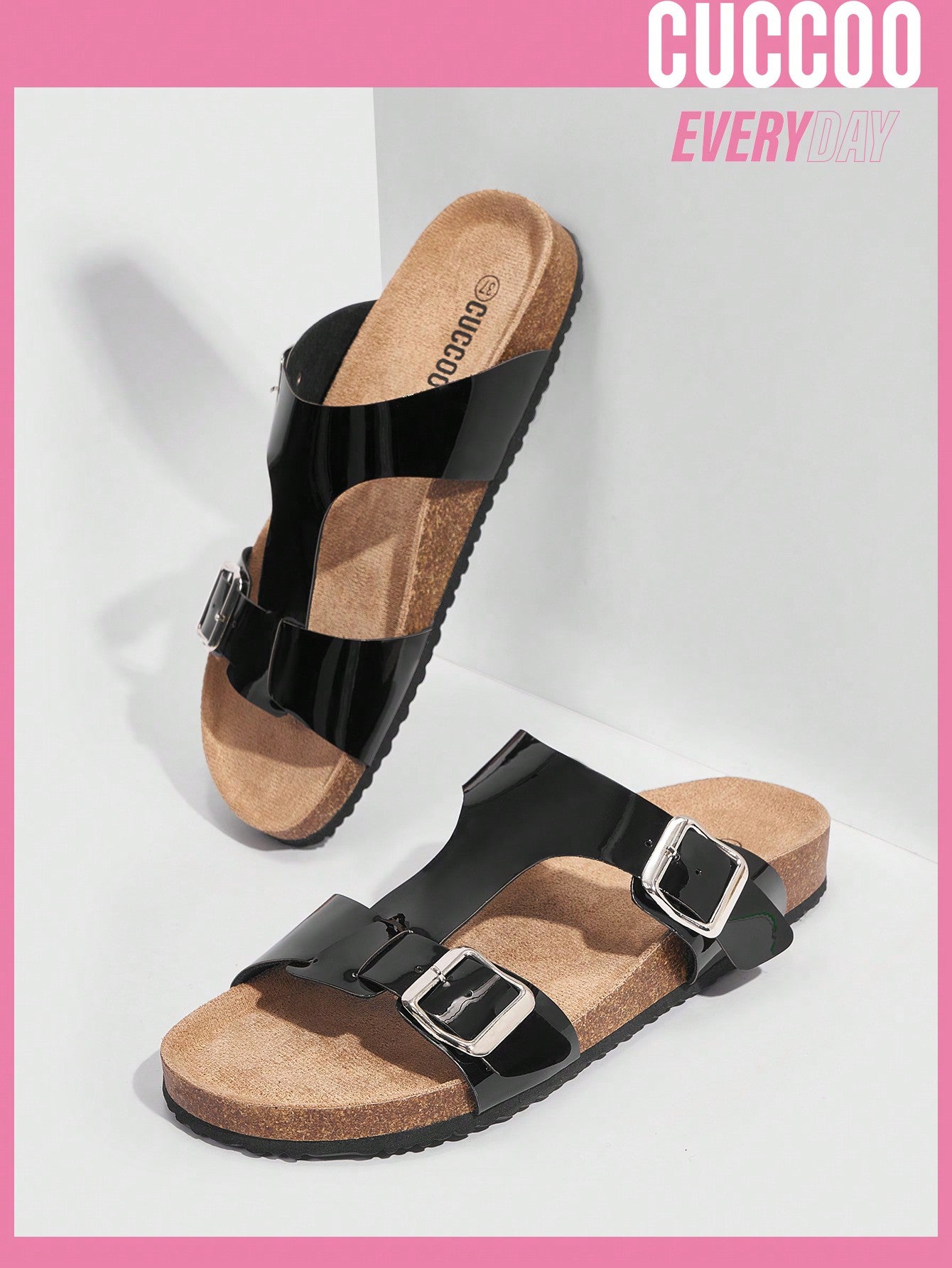 Flat black sandals for women ideal for spring and summer.