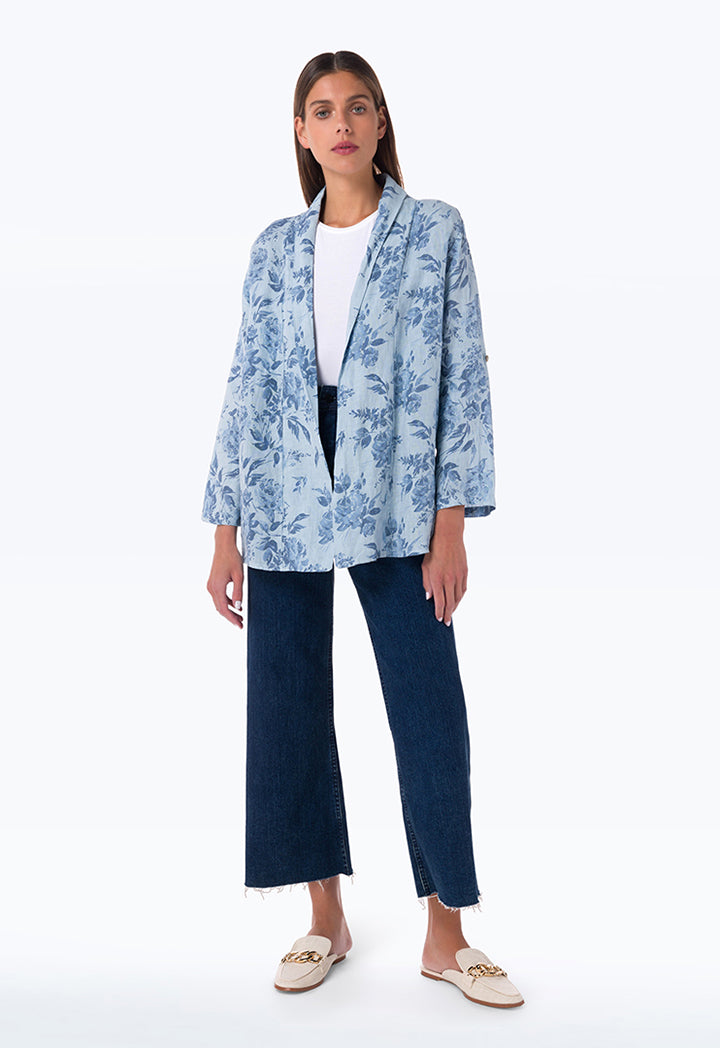 Floral Blazer with Shawl Lapel