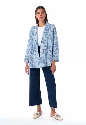 Floral Blazer with Shawl Lapel