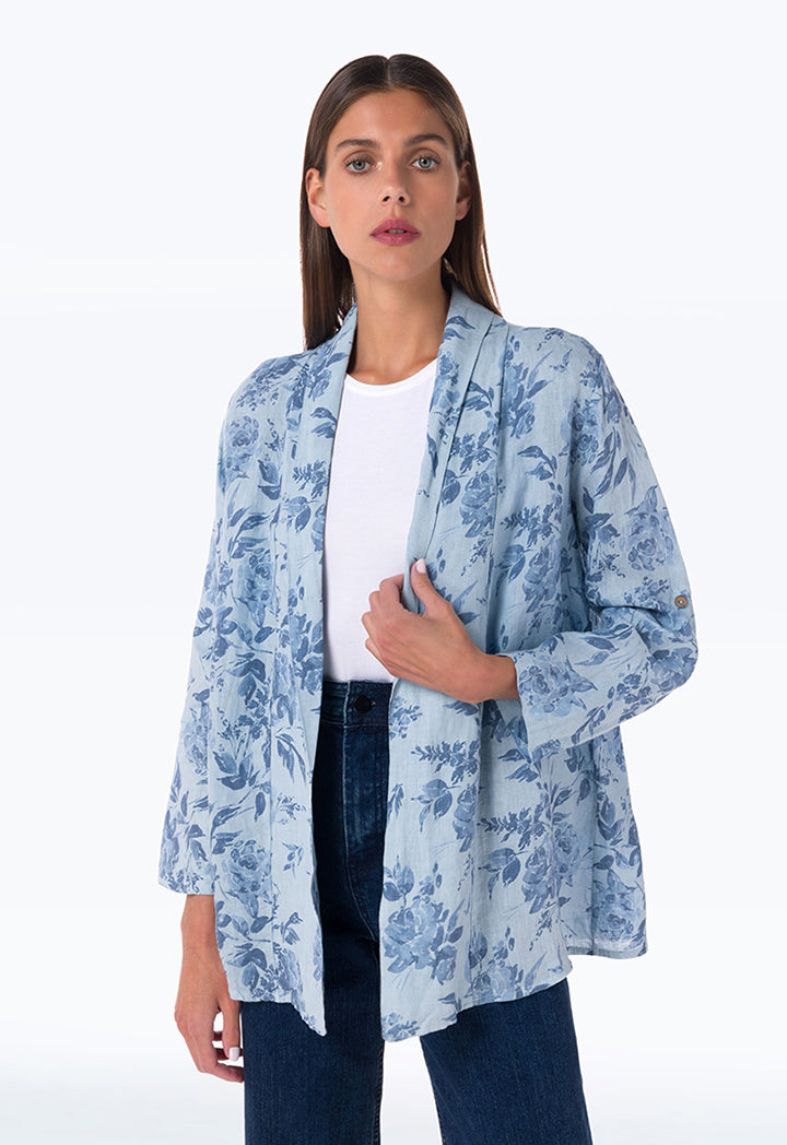 Floral Blazer with Shawl Lapel