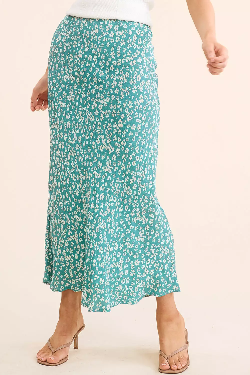 Floral Maxi Skirt - Teal Color