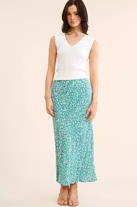 Floral Maxi Skirt - Teal Color