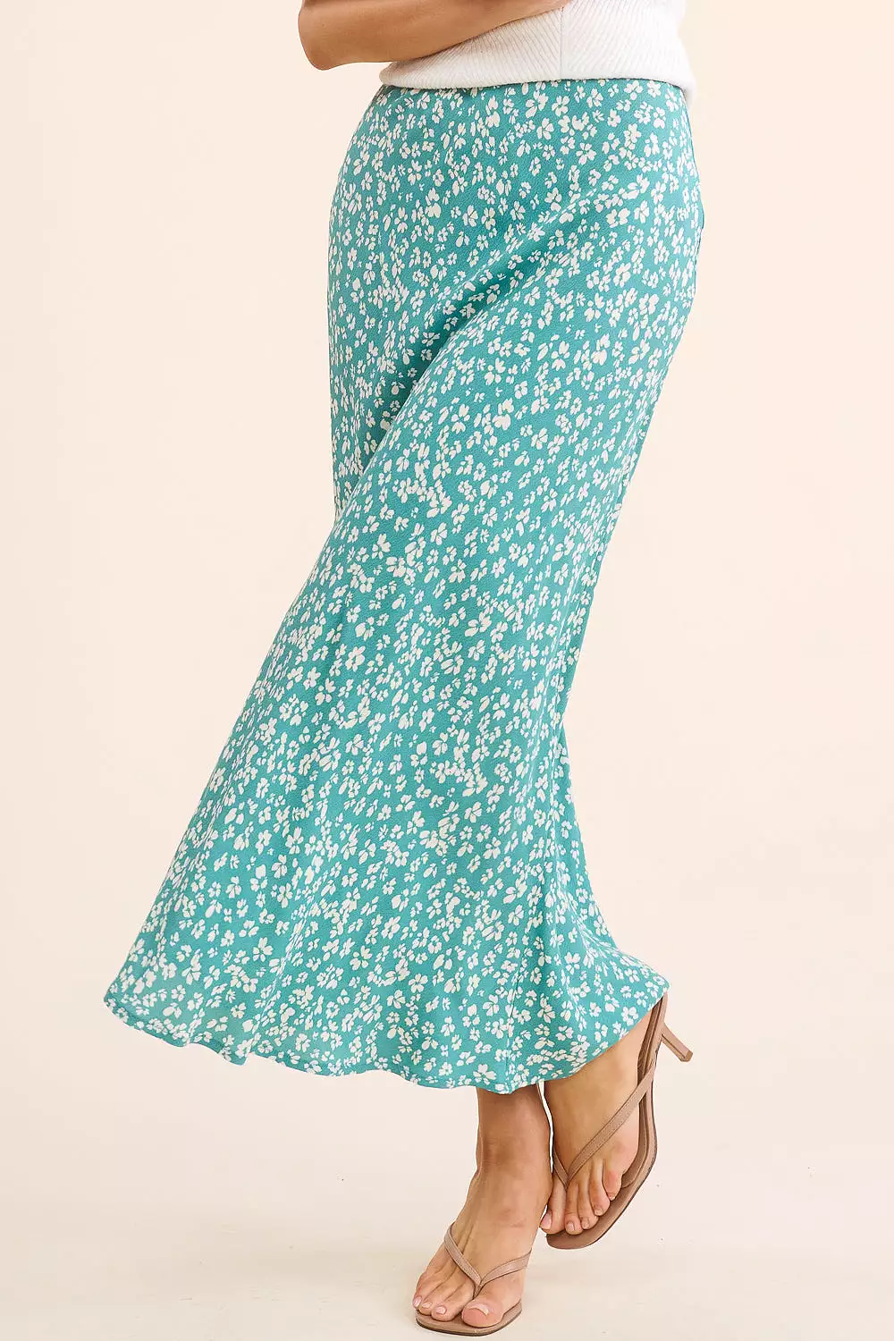 Floral Maxi Skirt - Teal Color