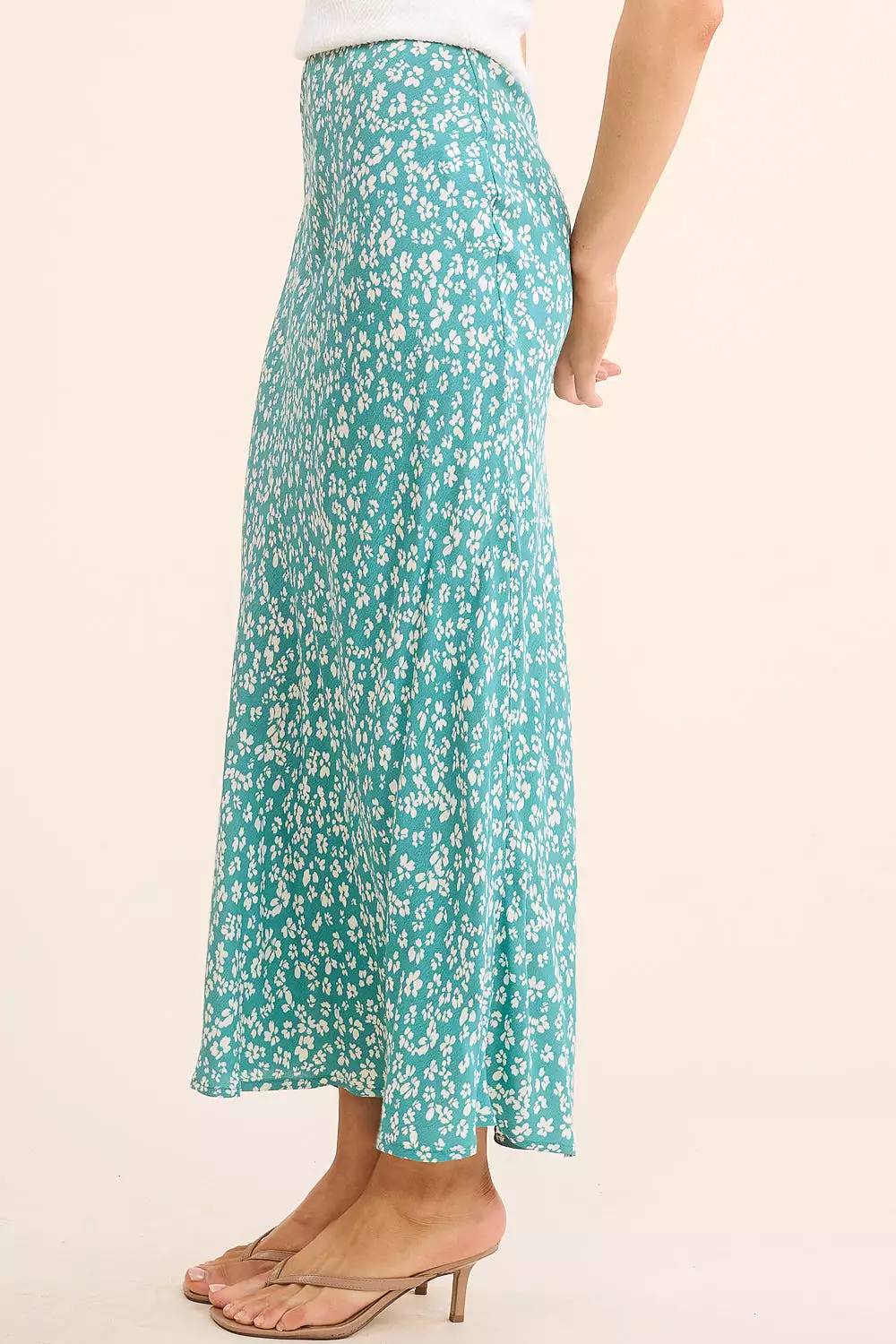 Floral Maxi Skirt - Teal Color