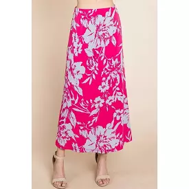 Floral Maxi Skirt with Elastic Waistband