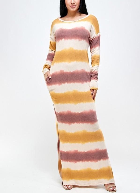 French striped long sleeve dress