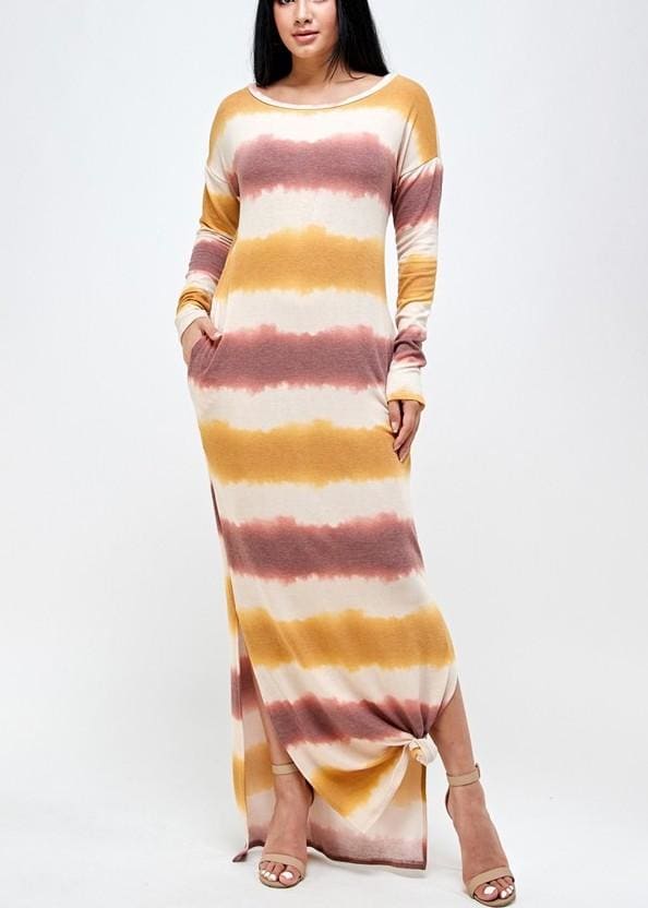 French striped long sleeve dress