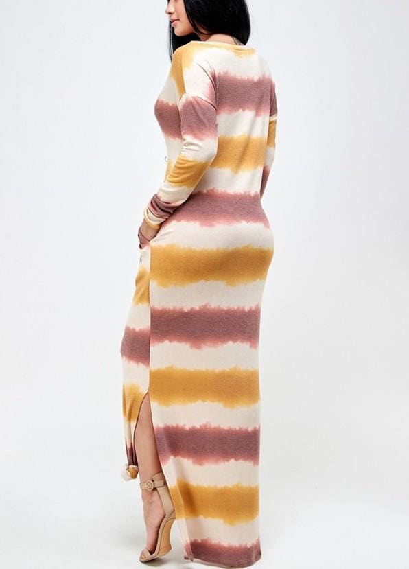 French striped long sleeve dress