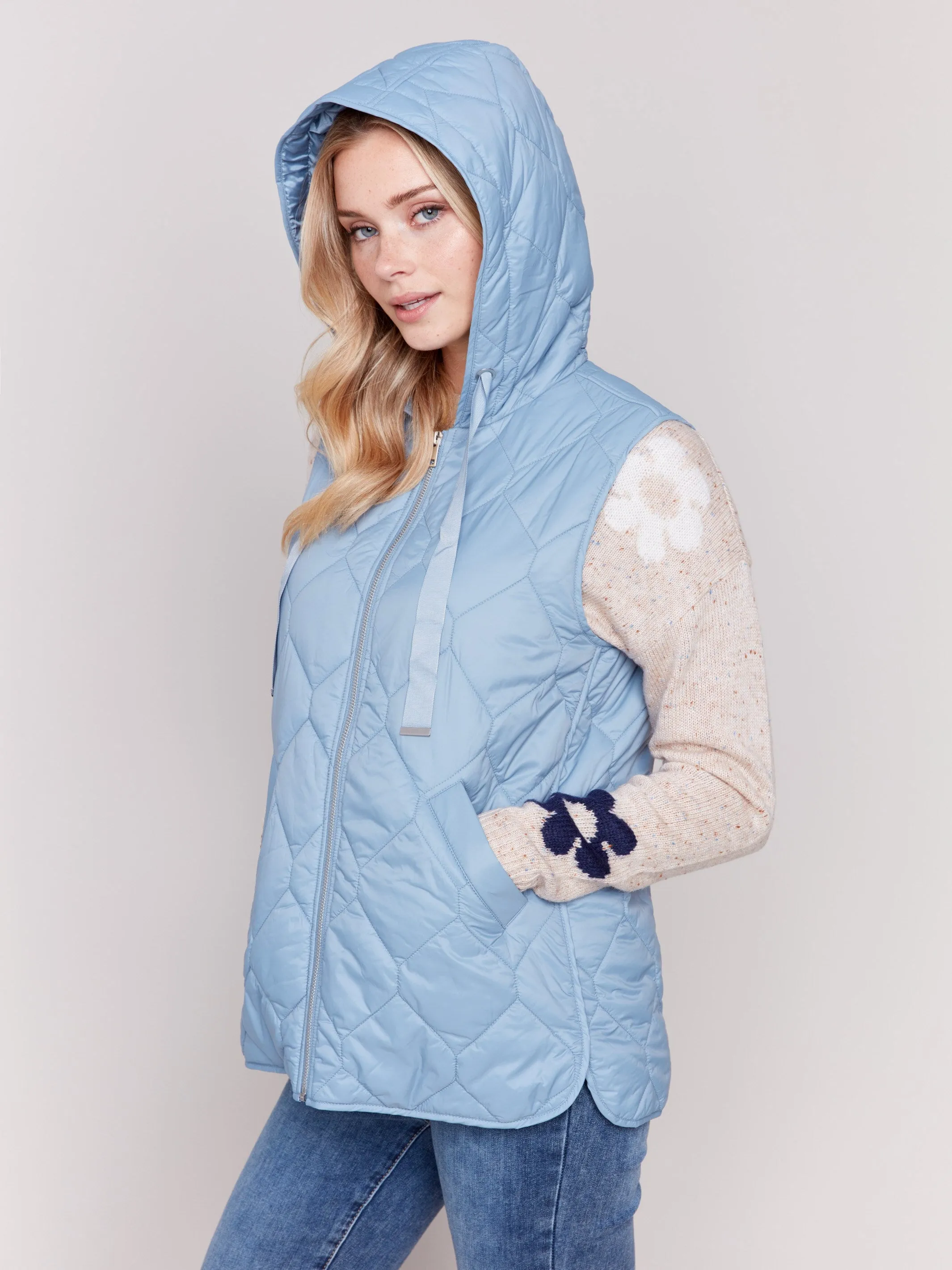 Frost Short Quilted Puffer Vest with Hood