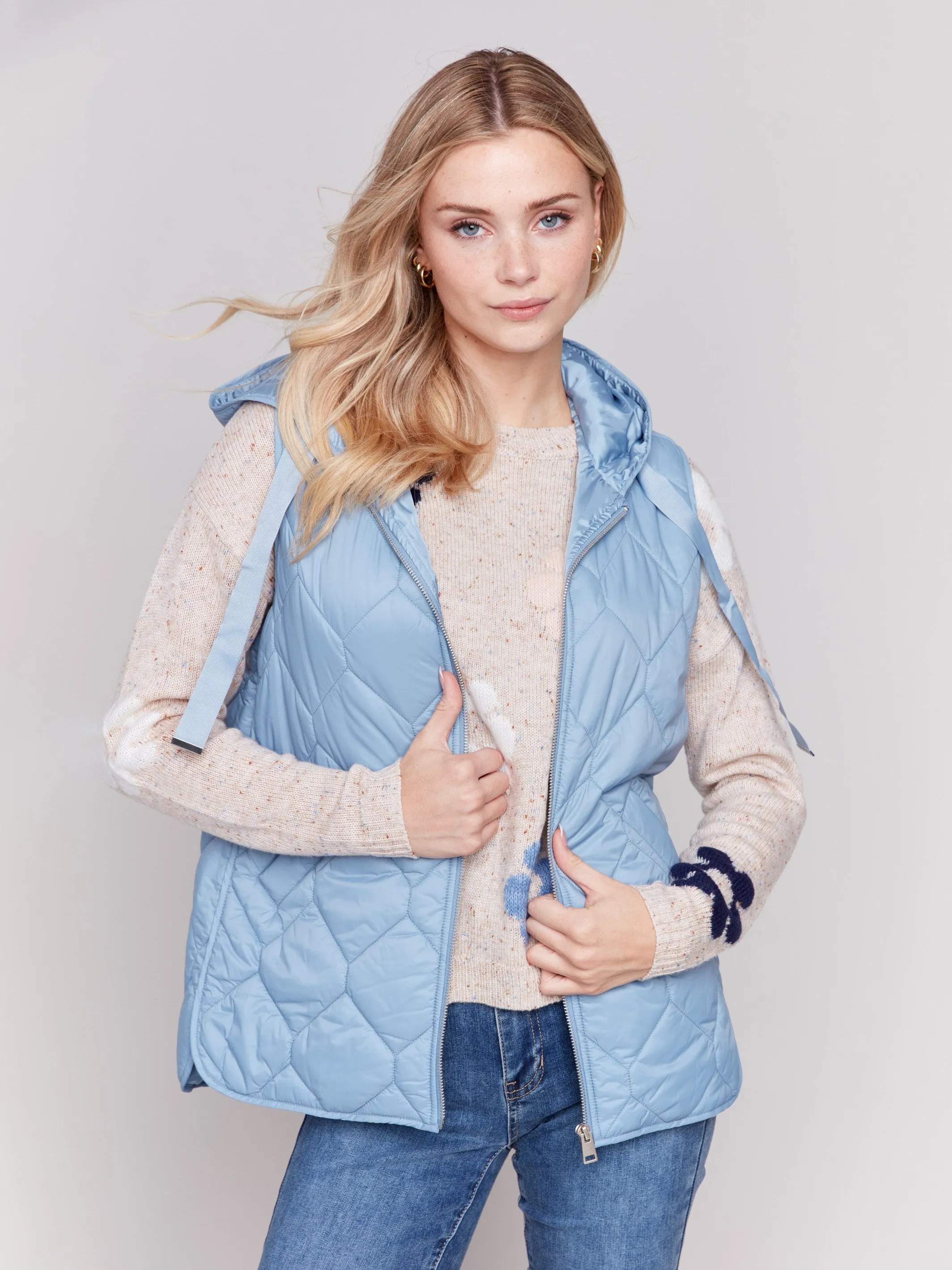 Frost Short Quilted Puffer Vest with Hood