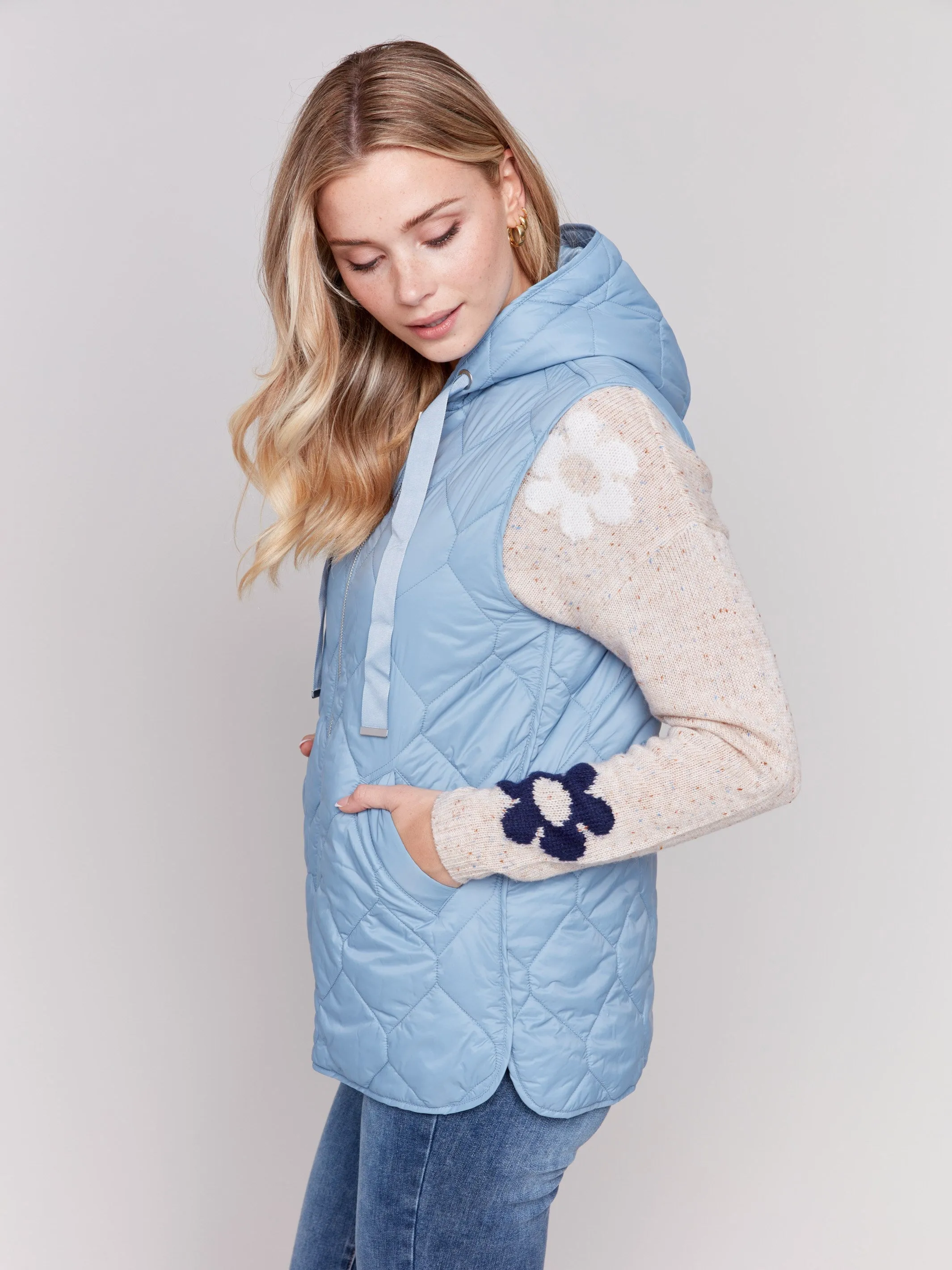 Frost Short Quilted Puffer Vest with Hood