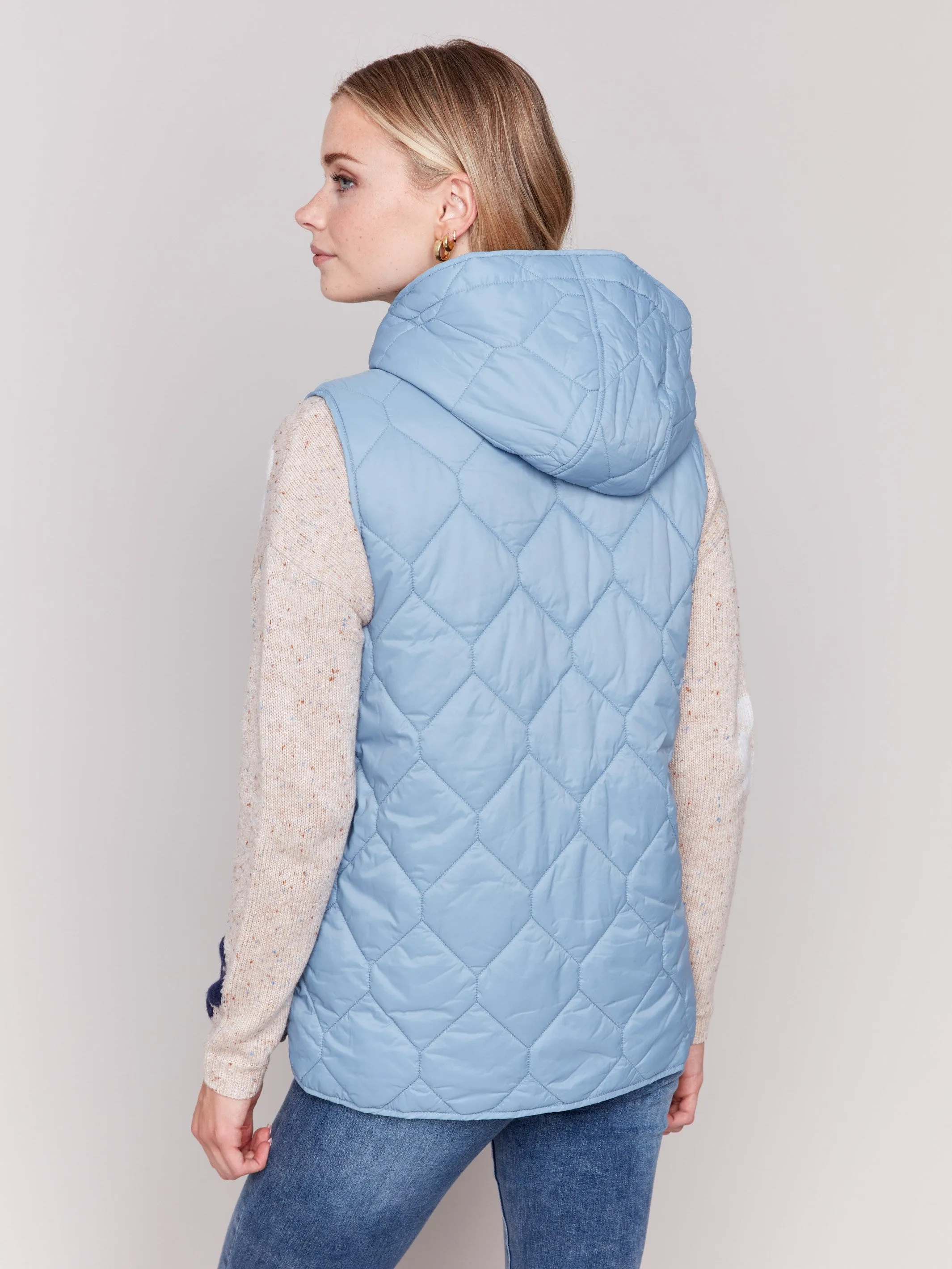 Frost Short Quilted Puffer Vest with Hood