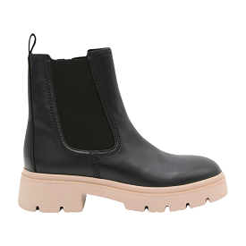 GABOR Black Leather Ankle Boot with Trek Sole