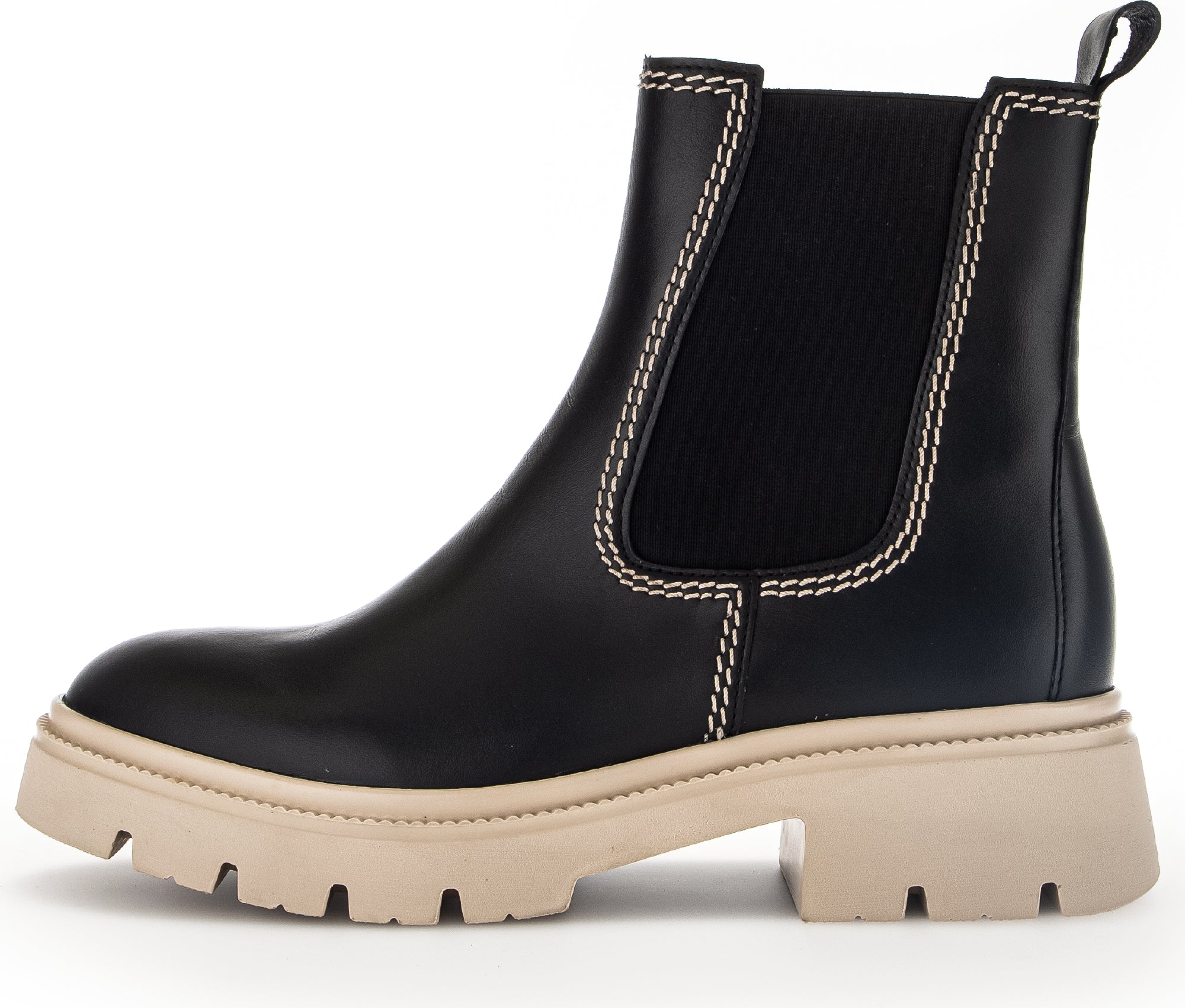 GABOR Black Leather Ankle Boot with Trek Sole