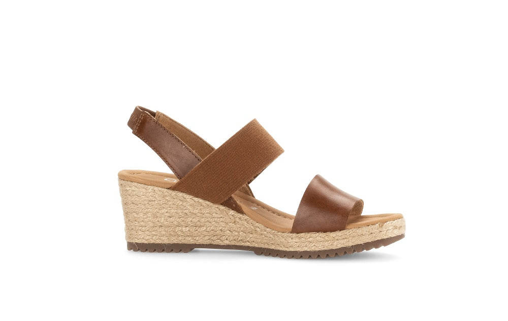 GABOR Tan Leather Wedge Sandal - Trendy and Chic