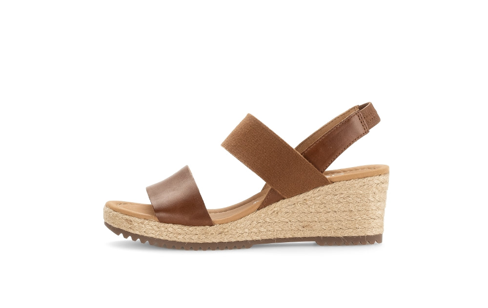 GABOR Tan Leather Wedge Sandal - Trendy and Chic