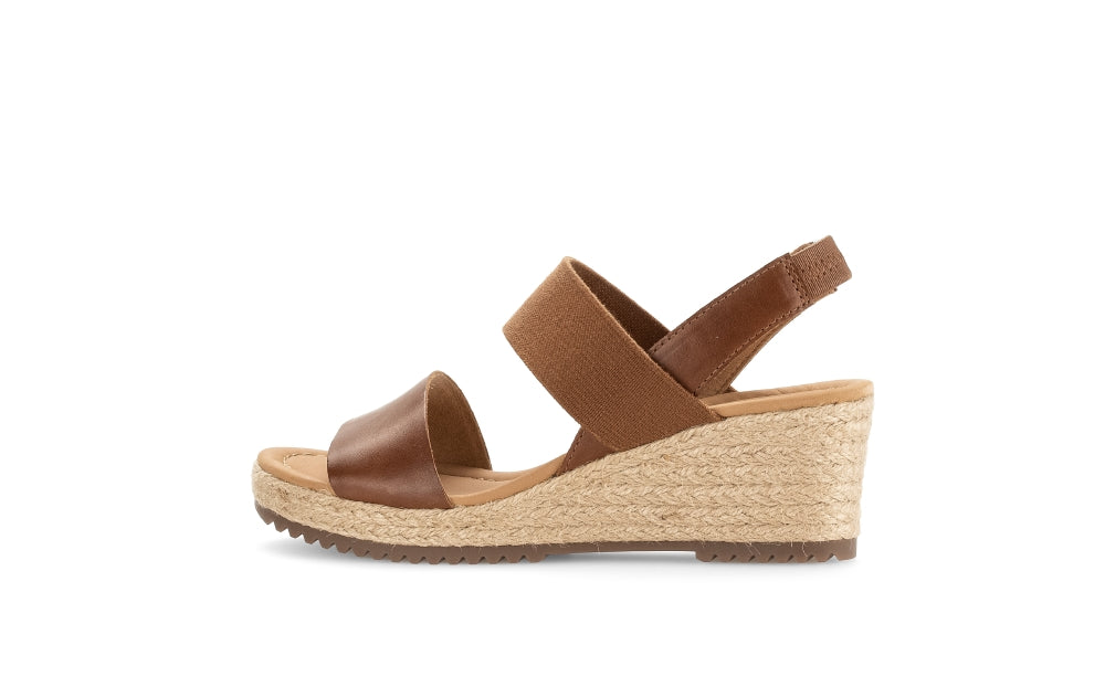 GABOR Tan Leather Wedge Sandal - Trendy and Chic