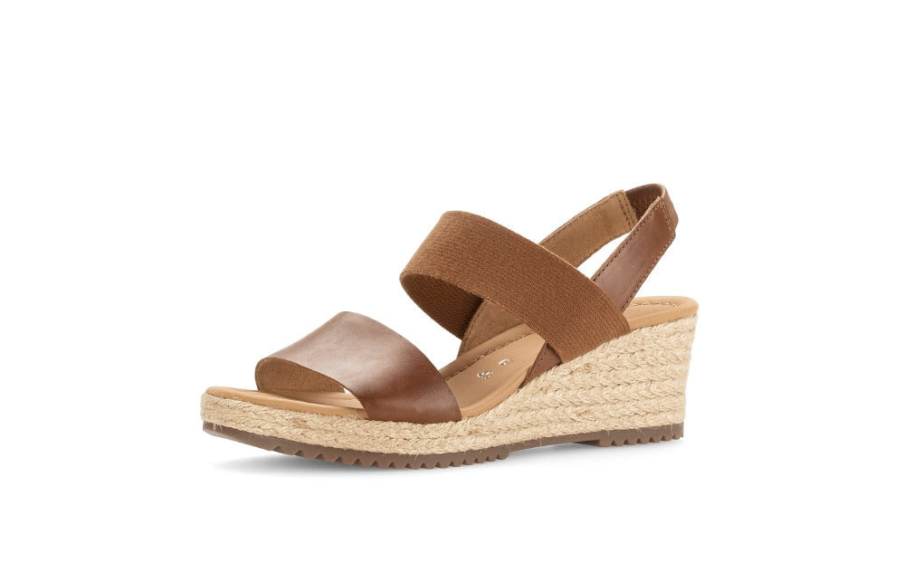 GABOR Tan Leather Wedge Sandal - Trendy and Chic