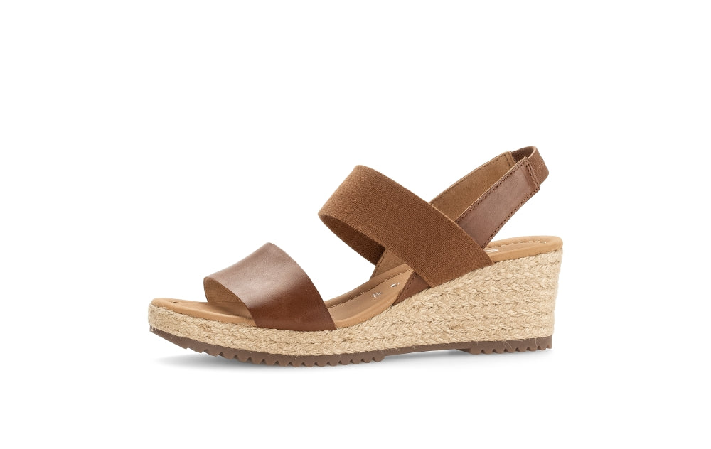 GABOR Tan Leather Wedge Sandal - Trendy and Chic