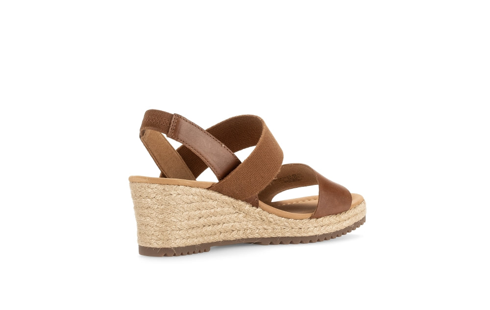 GABOR Tan Leather Wedge Sandal - Trendy and Chic