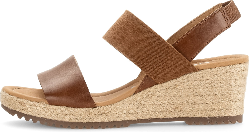 GABOR Tan Leather Wedge Sandal - Trendy and Chic