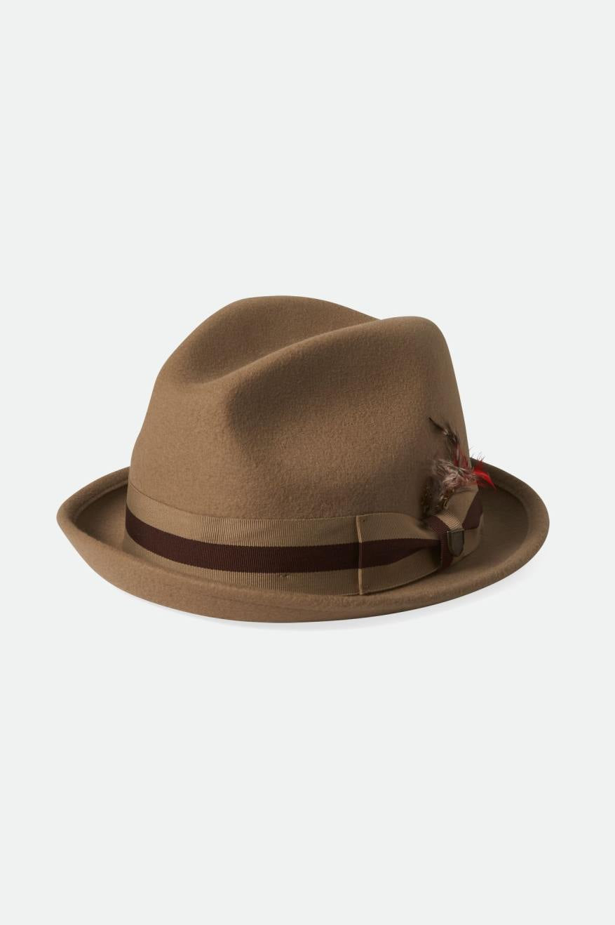 Gain Fedora Hat - Sand Color with Brown Bands.