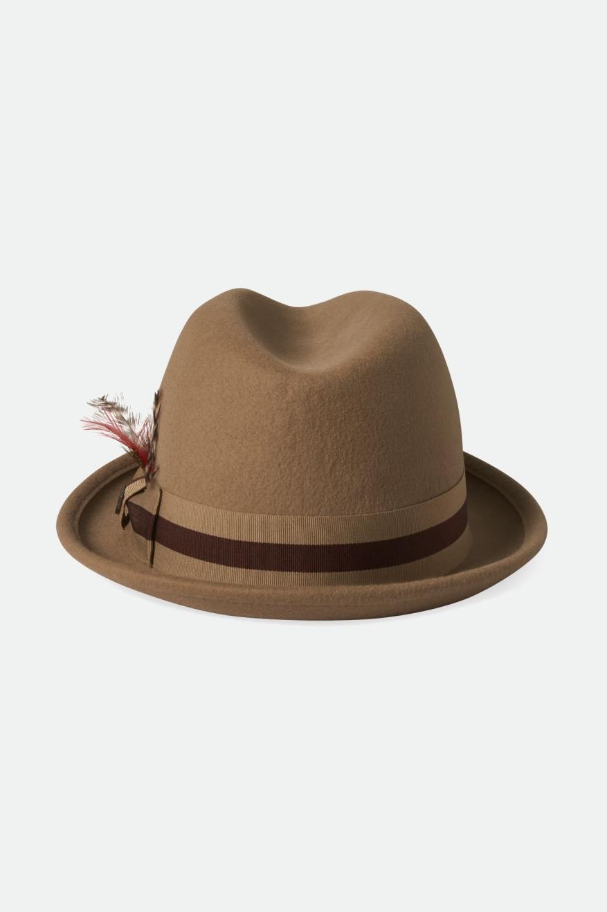 Gain Fedora Hat - Sand Color with Brown Bands.