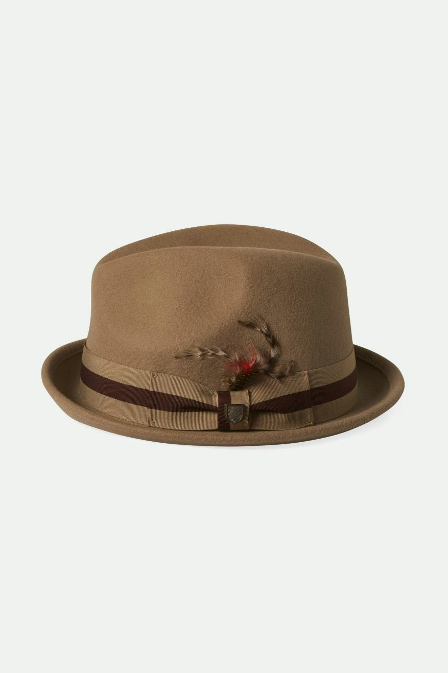 Gain Fedora Hat - Sand Color with Brown Bands.