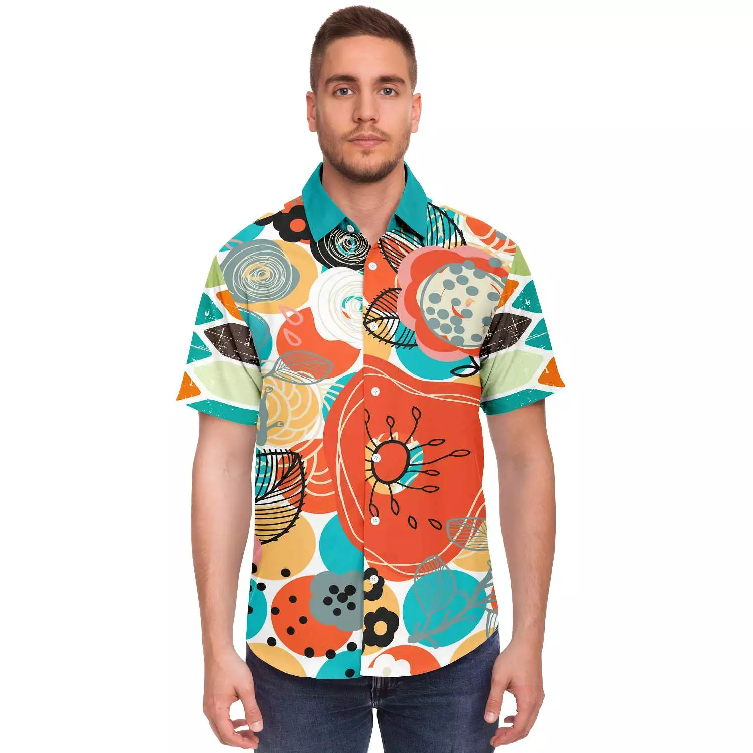 Geo Life Short Sleeve Button Down Shirt