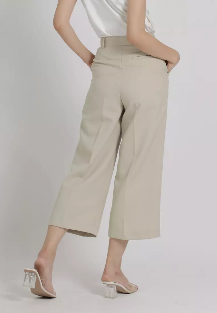 Khaki Culottes Trousers by Gianna