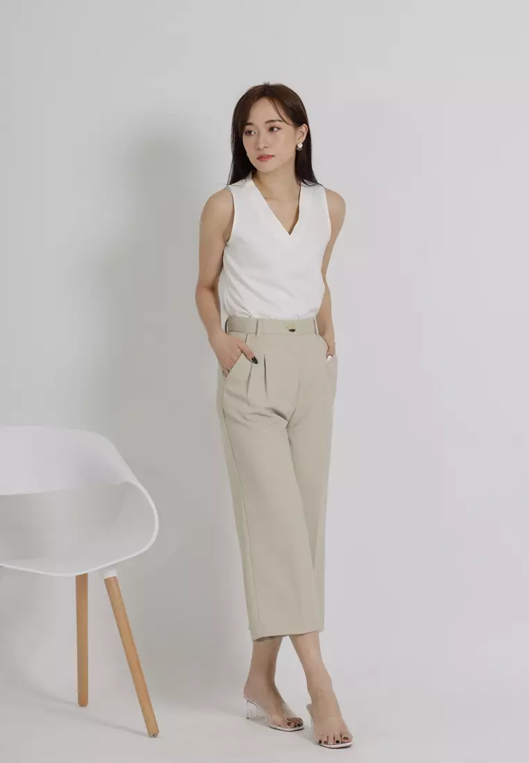 Khaki Culottes Trousers by Gianna