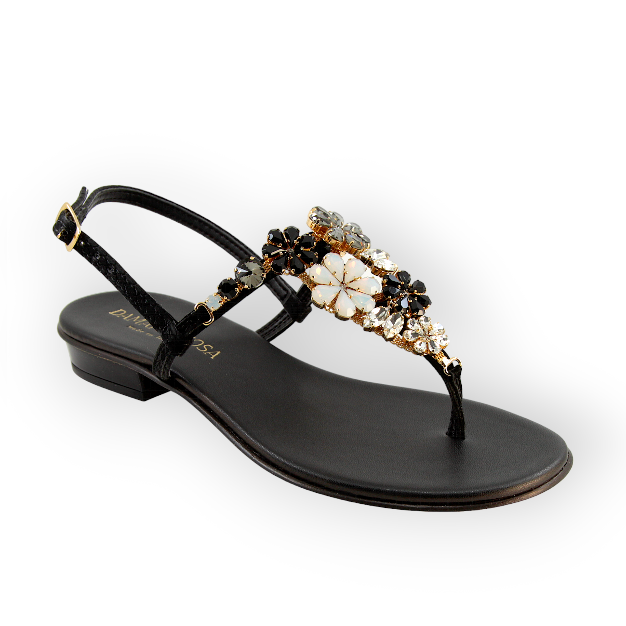 Gilda Crystal-Embellished Black Sandals